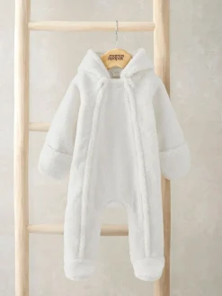 Discount Mamas & Papas Cream Borg Pramsuit with 3D Bear Ears