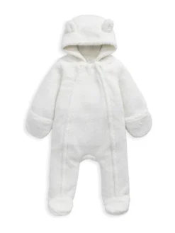 Discount Mamas & Papas Cream Borg Pramsuit with 3D Bear Ears