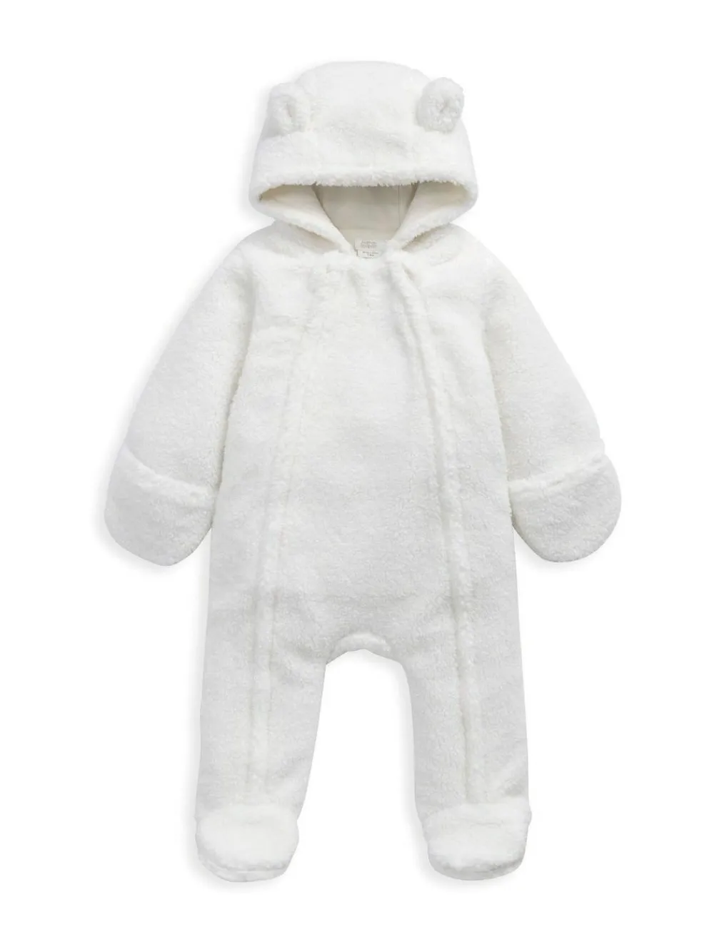 Discount Mamas & Papas Cream Borg Pramsuit with 3D Bear Ears
