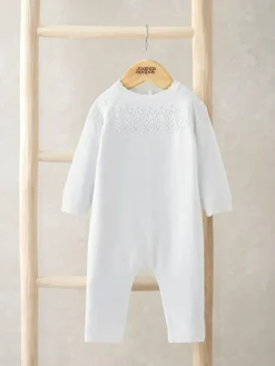 Best Mamas & Papas Cream Pointelle Knitted Romper