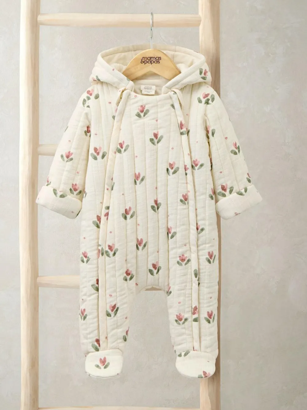 Sale Mamas & Papas Cream Tulip Print Pramsuit