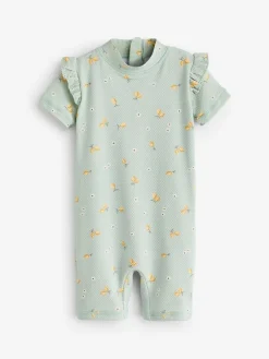 Mamas & Papas Green Lemon Print Textured Short Sleeve Rashsuit^ Swimwear|Swimwear