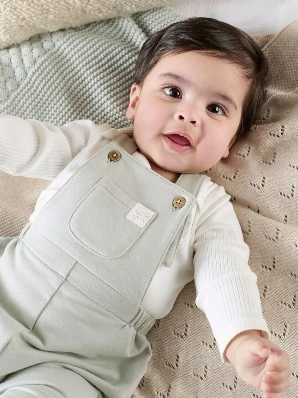 Clearance Mamas & Papas Green Sweat Dungaree & Bodysuit Set