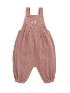 Mamas & Papas Pink 100% Cotton Crinkle Dungaree And Bodysuit Set^ Jumpsuits & Playsuits