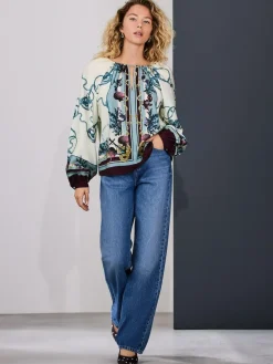 Next Keyhole Detail Relaxed Long Sleeve Blouse^Women Blouses & Shirts