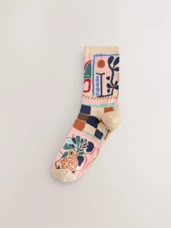 New Next Ankle Socks 5 Pack Marrakesh Mix Print