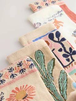 New Next Ankle Socks 5 Pack Marrakesh Mix Print