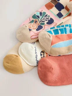 New Next Ankle Socks 5 Pack Marrakesh Mix Print