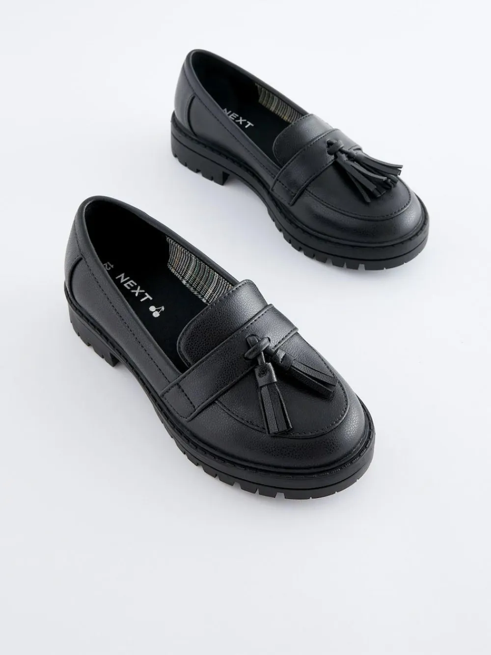 Hot Next Matt Black School Chunky Tassel Loafers