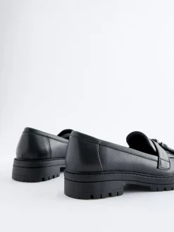Hot Next Matt Black School Chunky Tassel Loafers