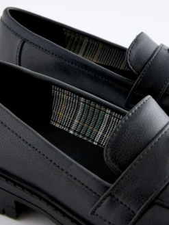 Hot Next Matt Black School Chunky Tassel Loafers