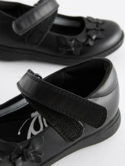 Next Standard Fit (F) School Junior Butterfly Mary Jane Shoes Matt Black