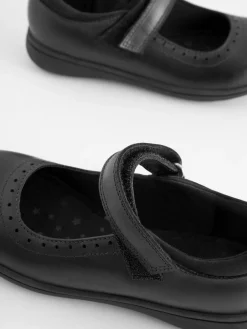 Clearance Next Standard Fit (F) School Leather Brogue Detail Mary Jane Shoes Matt Black