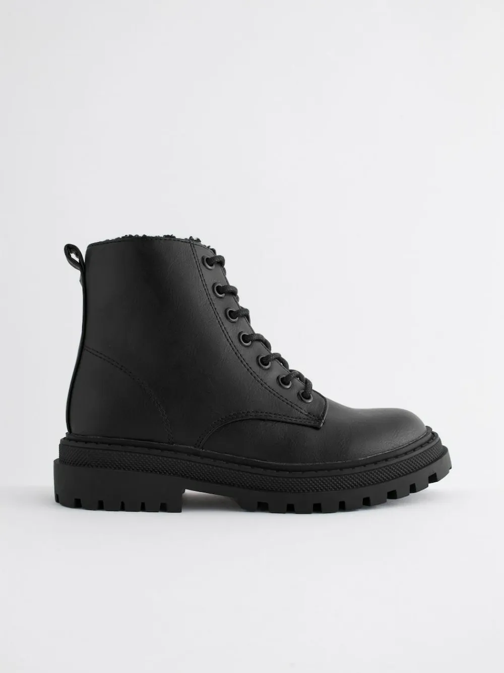 Next Matt Black Standard Fit (F) Warm Lined Lace-Up Ankle Boots^ Boots & Wellies