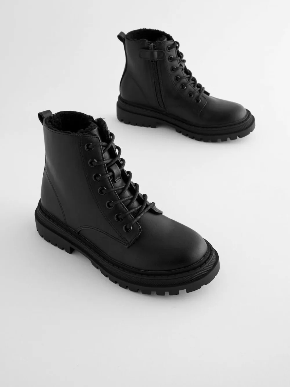 Next Matt Black Standard Fit (F) Warm Lined Lace-Up Ankle Boots^ Boots & Wellies