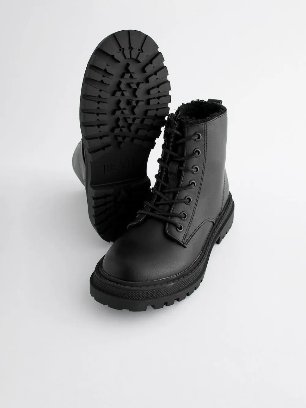 Next Matt Black Standard Fit (F) Warm Lined Lace-Up Ankle Boots^ Boots & Wellies