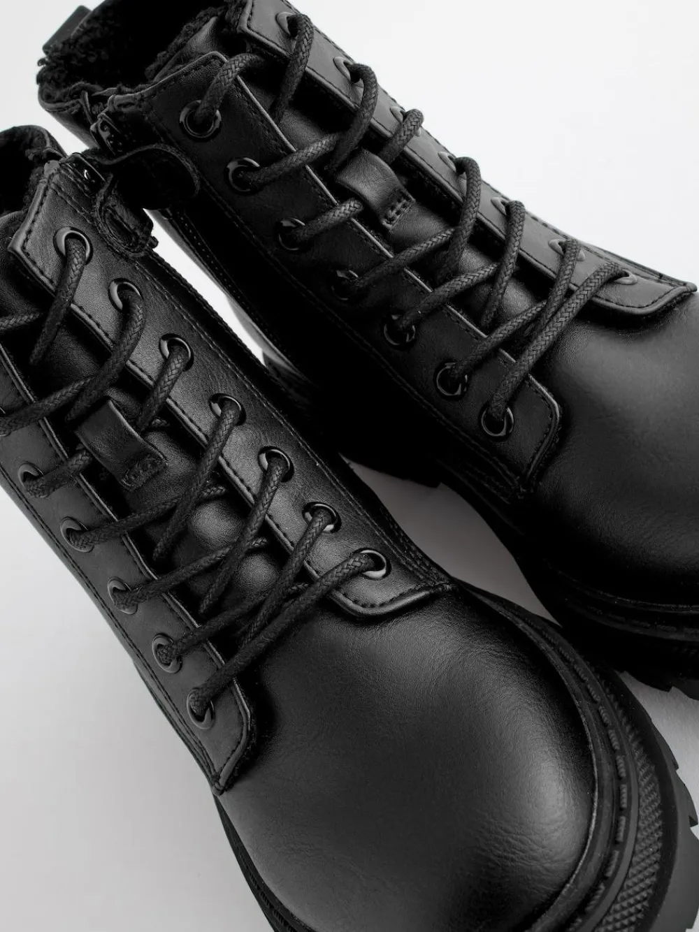 Next Matt Black Standard Fit (F) Warm Lined Lace-Up Ankle Boots^ Boots & Wellies