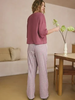 Outlet Next Mauve Purple Gingham Cotton Short Sleeve Pyjamas