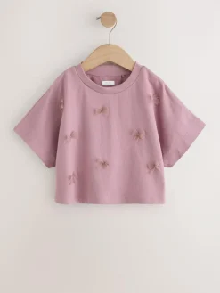 Online Next Mauve/White Boxy Bows T-Shirts 2 Pack (3-16yrs)