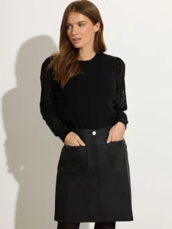 M&Co Black Coated A-Line Skirt^Women Skirts