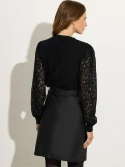 M&Co Black Coated A-Line Skirt^Women Skirts