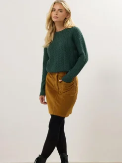 Outlet M&Co Brown Petite Cord A-Line Skirt