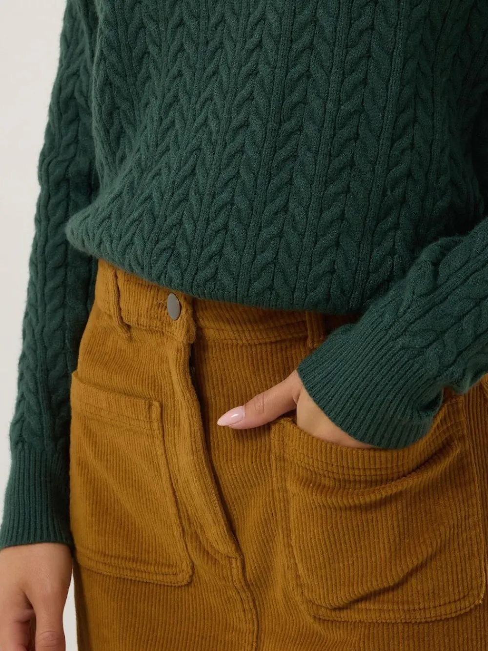 Outlet M&Co Brown Petite Cord A-Line Skirt