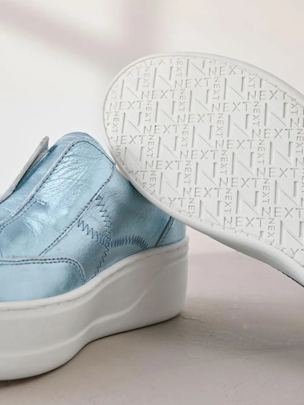 Next Slip On Signature Leather Chunky Wedge Platform Trainers^Women Sneakers