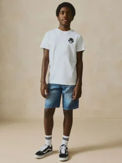 Online Next Bermuda Pull On Denim Shorts (3-16yrs) Mid Blue
