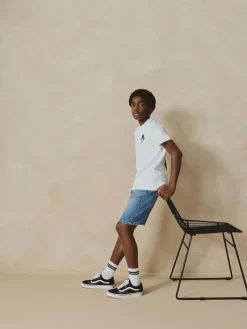 Online Next Bermuda Pull On Denim Shorts (3-16yrs) Mid Blue