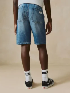 Online Next Bermuda Pull On Denim Shorts (3-16yrs) Mid Blue