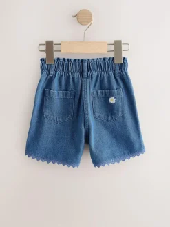 Next Mid Blue Daisy Embroidered Denim Shorts (3mths-7yrs)^ Nightwear|Shorts
