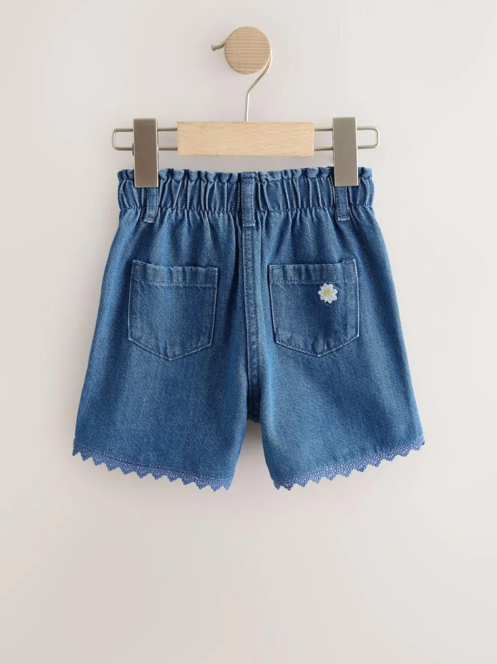 Next Mid Blue Daisy Embroidered Denim Shorts (3mths-7yrs)^ Nightwear|Shorts