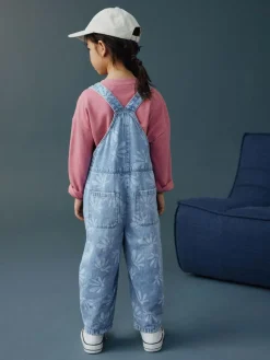 Online Next Mid Blue Daisy Printed Dungaree (3-16yrs)