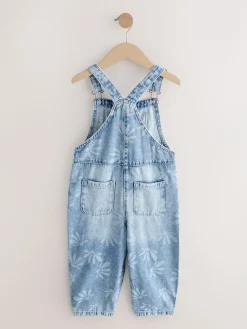 Online Next Mid Blue Daisy Printed Dungaree (3-16yrs)