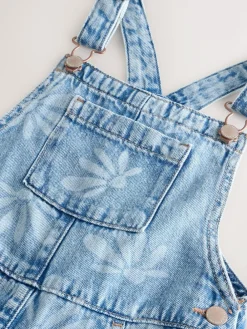 Online Next Mid Blue Daisy Printed Dungaree (3-16yrs)