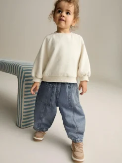 Next Mid Blue Denim Barrel 100% Cotton Jeans (3mths-7yrs)^ Jeans & Joggers|Jeans