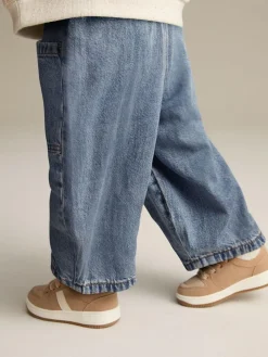 Next Mid Blue Denim Barrel 100% Cotton Jeans (3mths-7yrs)^ Jeans & Joggers|Jeans