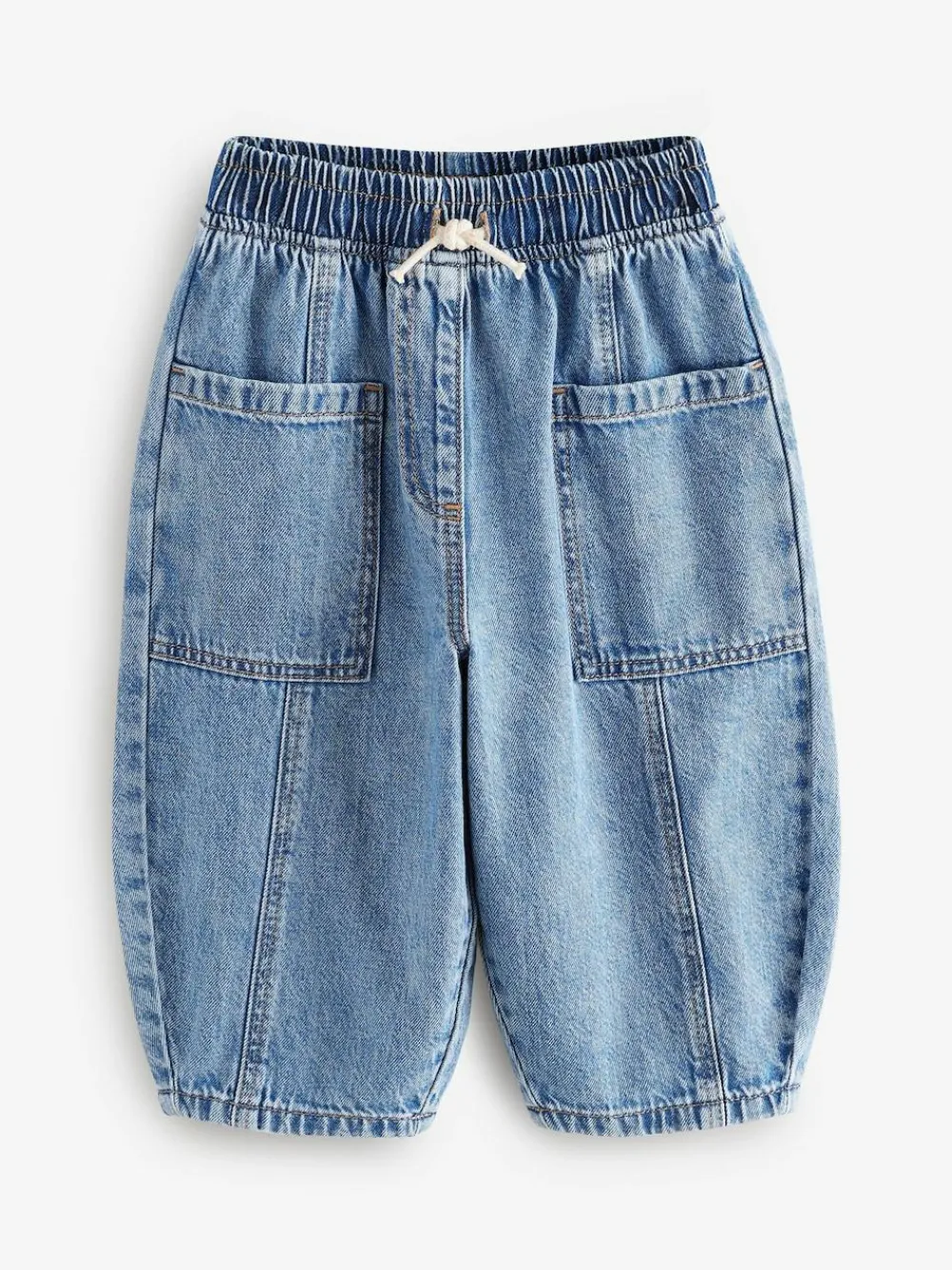 Next Mid Blue Denim Barrel 100% Cotton Jeans (3mths-7yrs)^ Jeans & Joggers|Jeans