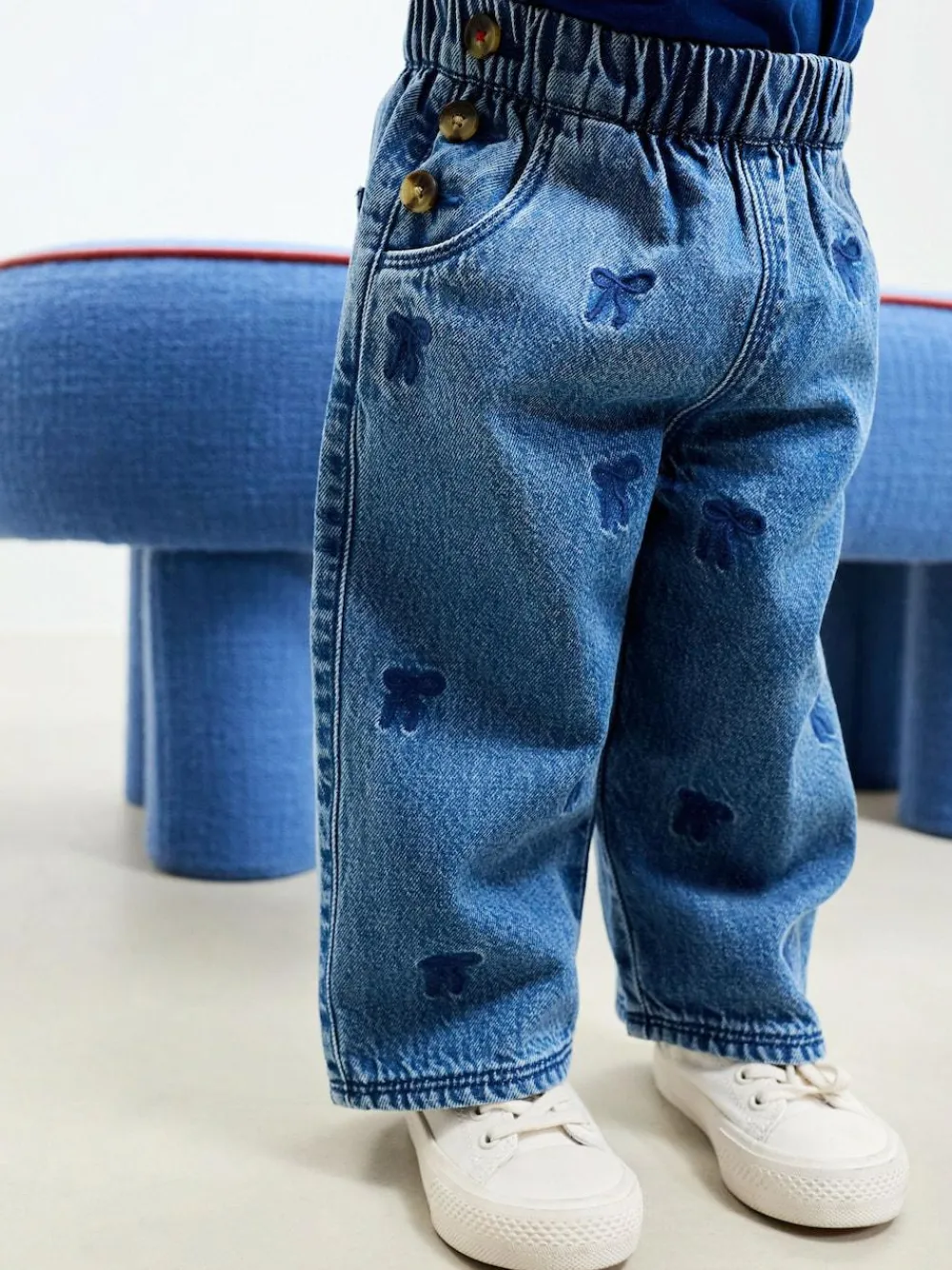 Next Mid Blue Denim Bow Embroidered Jeans (3mths-7yrs)^ Jeans & Joggers|Occasionwear