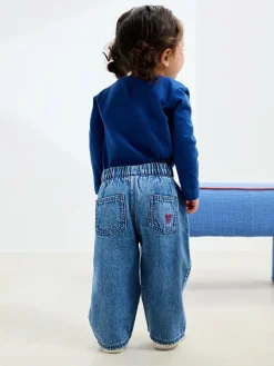 Next Mid Blue Denim Bow Embroidered Jeans (3mths-7yrs)^ Jeans & Joggers|Occasionwear