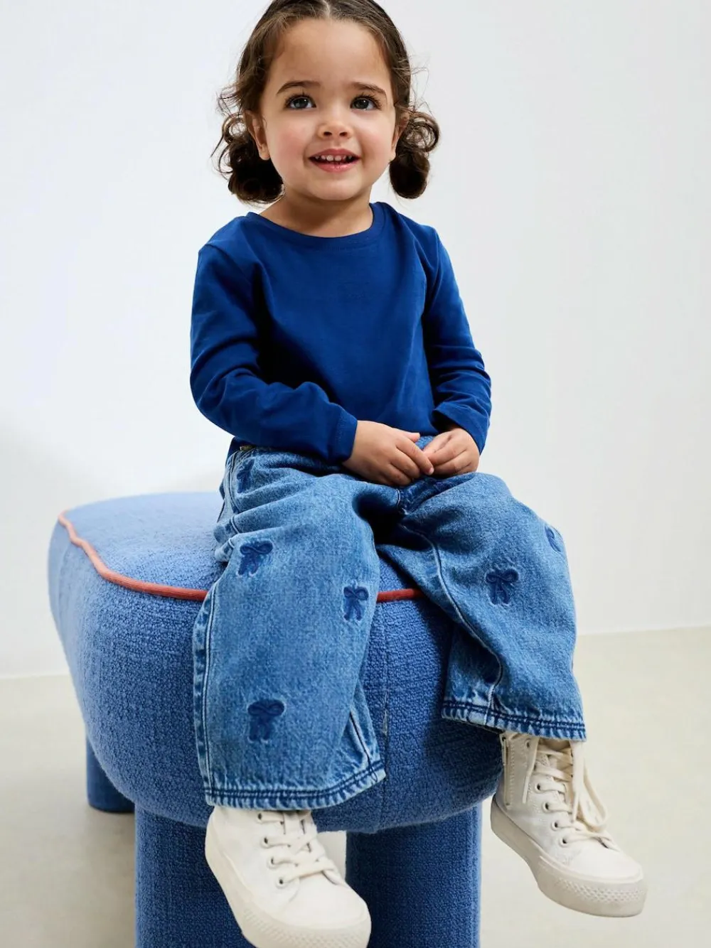 Next Mid Blue Denim Bow Embroidered Jeans (3mths-7yrs)^ Jeans & Joggers|Occasionwear