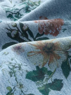 Next Wide Leg Jeans (3-16yrs) Mid Blue Denim Floral Print