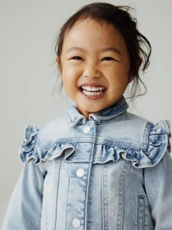 Discount Next Mid Blue Denim Frill Jacket (3mths-7yrs)