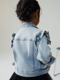 Discount Next Mid Blue Denim Frill Jacket (3mths-7yrs)