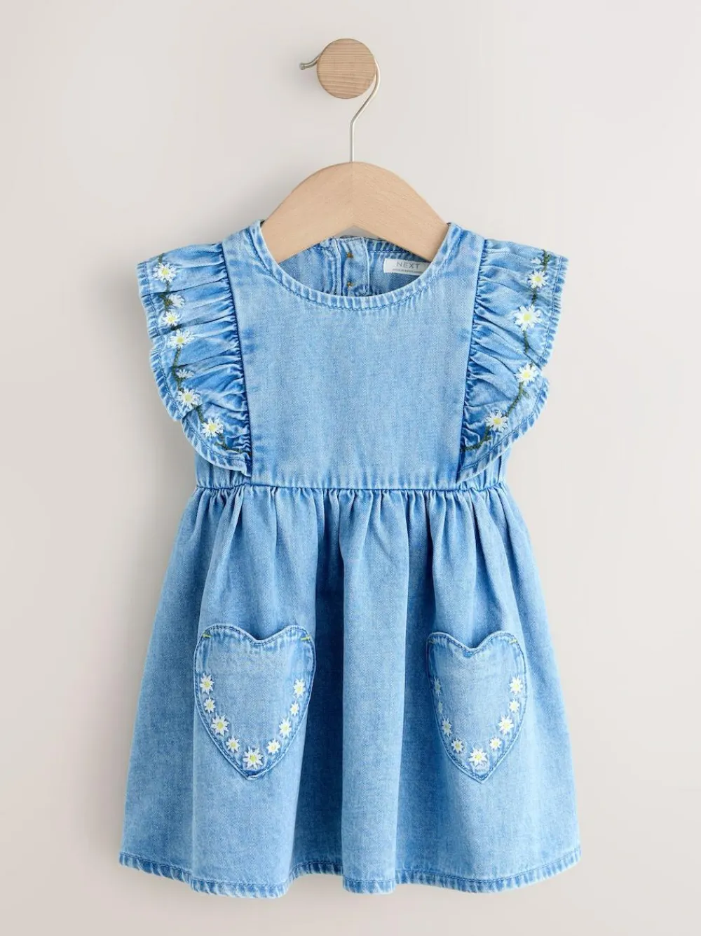 Hot Next Mid Blue Denim Frill Sleeve Dress (3mths-8yrs)