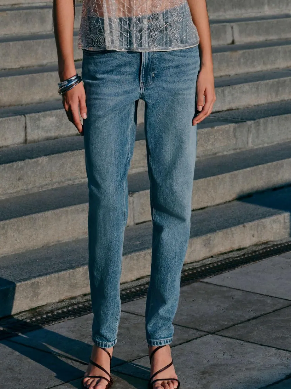 Clearance Next Mom Comfort Stretch Column Jeans Mid Blue Denim