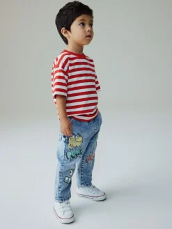 Next Mid Blue Denim Monster Graffiti Jeans (3mths-7yrs)^BOY Newborn Clothing|Baby Boys