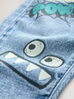 Next Mid Blue Denim Monster Graffiti Jeans (3mths-7yrs)^BOY Newborn Clothing|Baby Boys