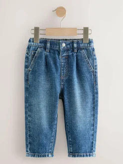 Online Next Pleat Front Jeans (3mths-7yrs) Mid Blue Denim